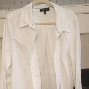 Floral Pants and White Button-down Boyfriend Blouse